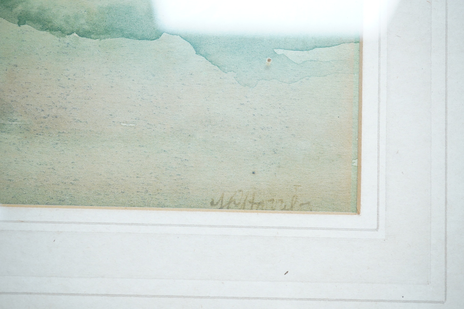 Chris Harrison, Study of farm buildings before trees, signed, watercolour, 25 x 35cm